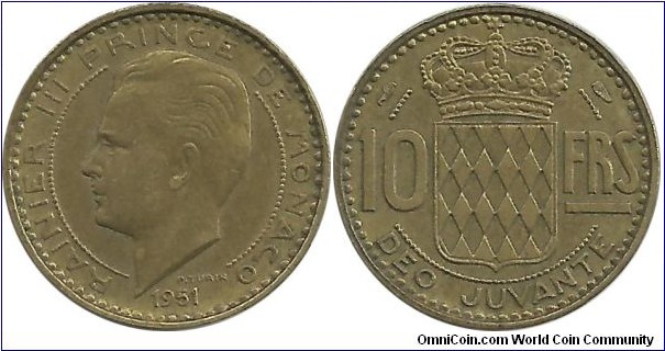 Monaco 10 Francs 1951