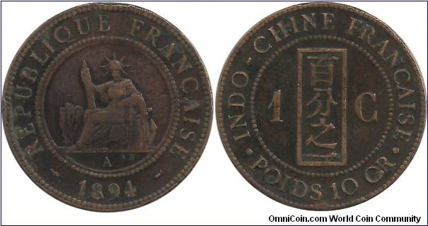 IndochinaFr 1 Centime 1894A