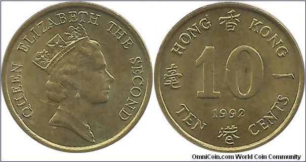HongKong 10 Cents 1992