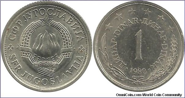 Yugoslavia 1 Dinar 1980