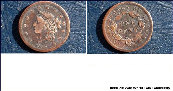1839 U.S. CORONET HEAD LARGE CENT BOLD STRIKE FULL LIBERTY CLEAR LEGENDS # 435 
Go Here:

http://stores.ebay.com/Mt-Hood-Coins