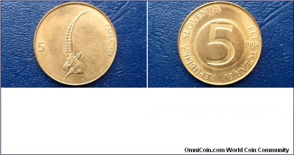 1998 Slovenia 5 Tolarjev KM#6 Long Horned Capra Ibex 26mm Nice BU Coin Go Here:

http://stores.ebay.com/Mt-Hood-Coins