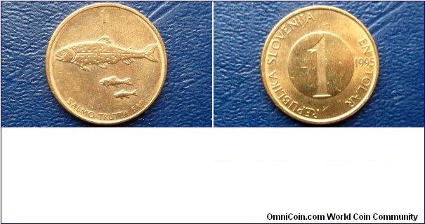 2001 Slovenia 1 Tolar KM#4 Three Brown Trout 22mm Nice Uncirculated Go Here: http://stores.ebay.com/Mt-Hood-Coins
