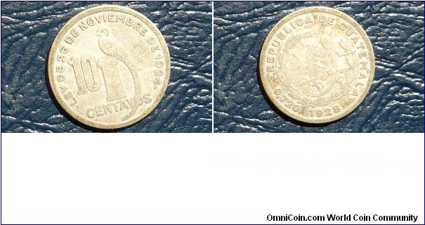 Sold !! Silver 1928 Guatemala 10 Centavos Bird Pillar Toned Low Mintage 500K 
Go Here:

http://stores.ebay.com/Mt-Hood-Coins