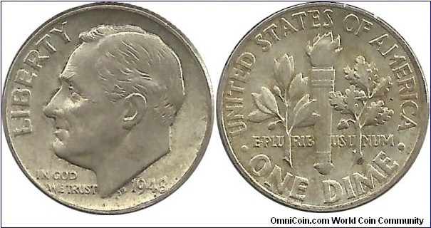 USA 10 Cents 1948(P) (2.50 g / .900 Ag)