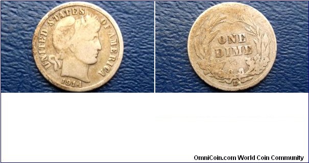 Silver 1914-D 10 Cent Barber Dime Nice Toned Circulated 
Go Here:

http://stores.ebay.com/Mt-Hood-Coins