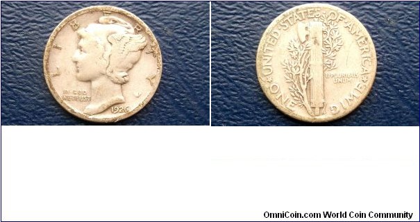 Silver 1926 10 Cent Mercury Dime Toned Nice Circulated Coin Go Here:

http://stores.ebay.com/Mt-Hood-Coins 