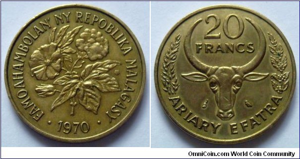 Madagascar 20 francs (4 ariary) 1970 