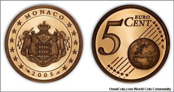 Monaco 5 Euro Cents 2005 Proof