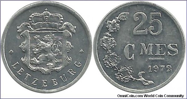 Luxembourg 25 Centimes 1972