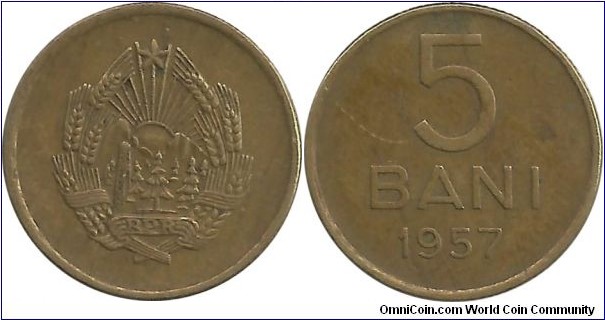 RomaniaPR 5 Bani 1957