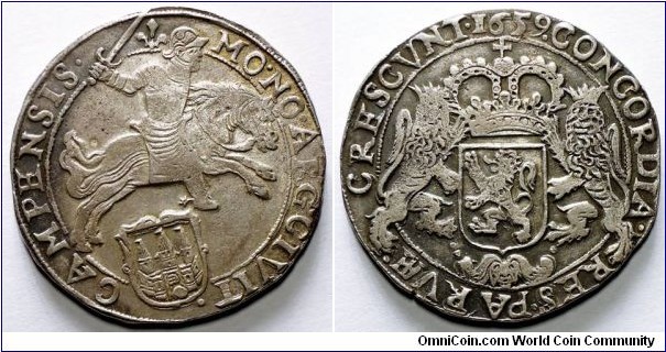 Republic of the United Netherlands, Kampen, Ducaton / Silver rider (early type), 1659. Delm. 1039; V. 159.3; Dav. 4945.