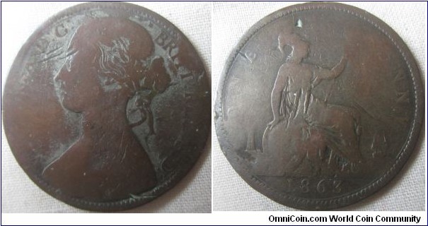 low grade 1863 penny