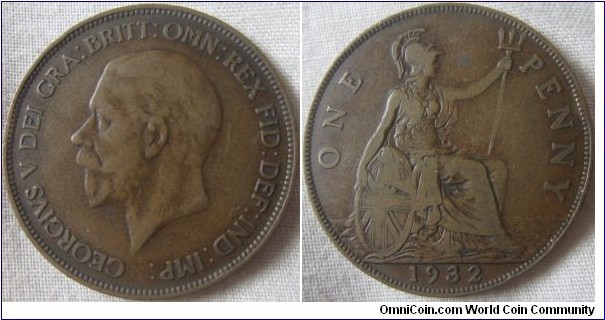 1932 penny, fine grade, slightly filled 2