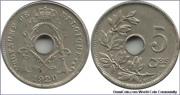 Belgium 5 Centimes 1920(Fr)