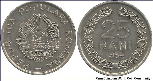 Romania-PR 25 Bani 1954