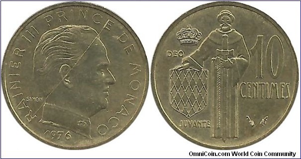 Monaco 10 Centimes 1976