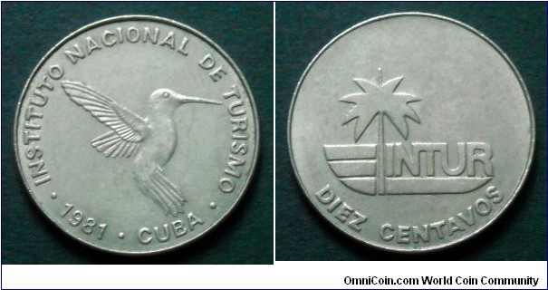 Cuba 10 centavos.
1981, Visitor's Coinage.
