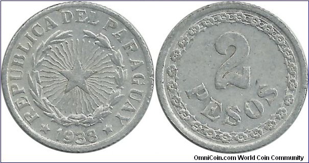 Paraguay 2 Pesos 1938