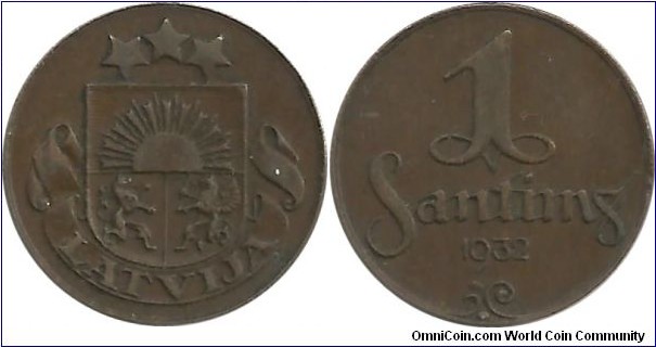 Latvija 1 Santims 1932