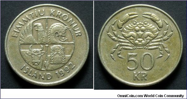 Iceland 50 krónur.
1992
