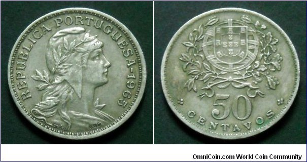 Portugal 50 centavos.
1965