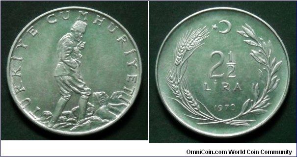 Turkey 2 1/2 lira.
1970