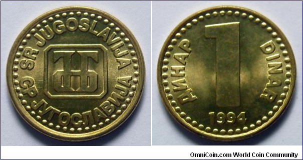 Yogoslavia 1 dinar.
1994