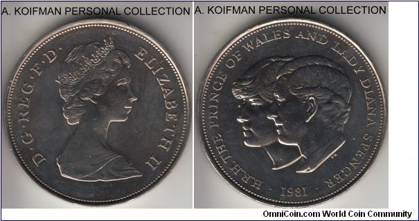 KM-925, 1981 Great Britain 25 new pence; copper-nickel, reeded edge; average uncirculated, few miniature rim nicks.
