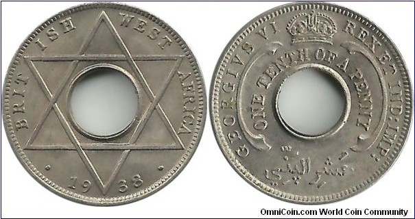 BWestAfrica 1/10 Penny 1938