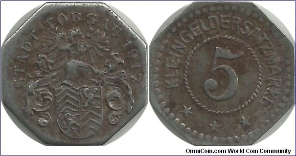 Germany-Kleingeld 5 Pfennig 1917 Torgau (Saxony)