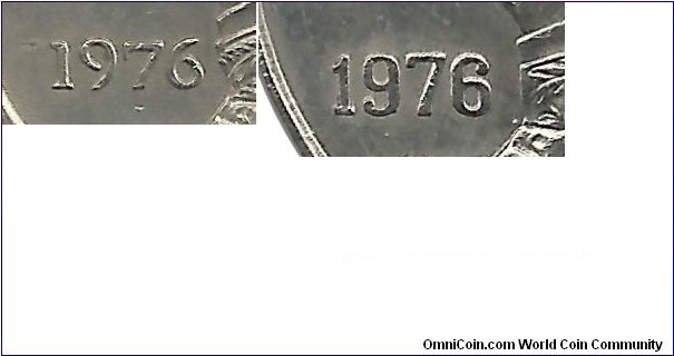Mexico 5 Pesos 1976 (Date variations)