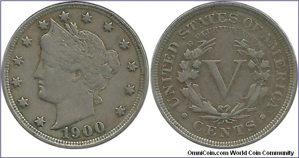 USA 5 Cents 1900 - Liberty Nickel