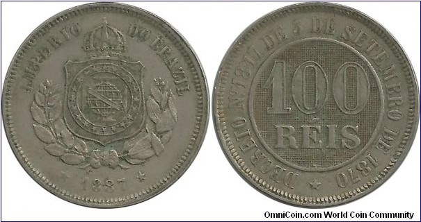 Brasil-Empire 100 Reis 1887