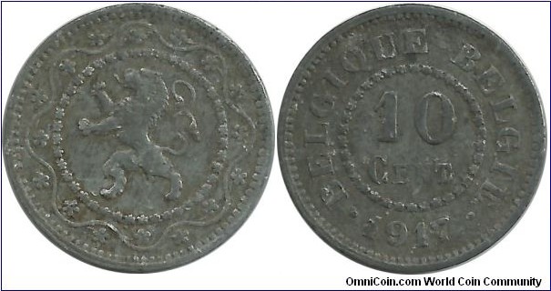 Belgium 10 Centimes 1917(Fr-Fl)