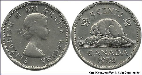Canada 5 Cents 1955