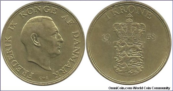 Denmark 1 Krone 1958