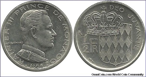 Monaco ½ Franc 1965
