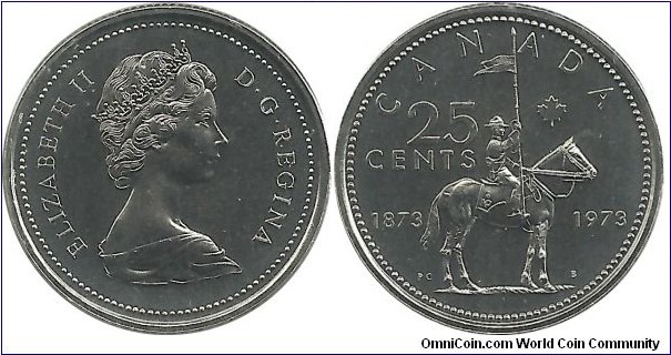 Canada 25 Cents 1973 Royal Canadian Mounted Police Centennial-proof