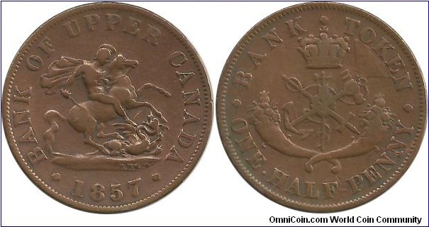 Canada Half Penny Token 1857 - Bank of Upper Canada