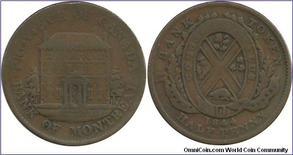Canada Half Penny Token 1844 - Bank of Montreal