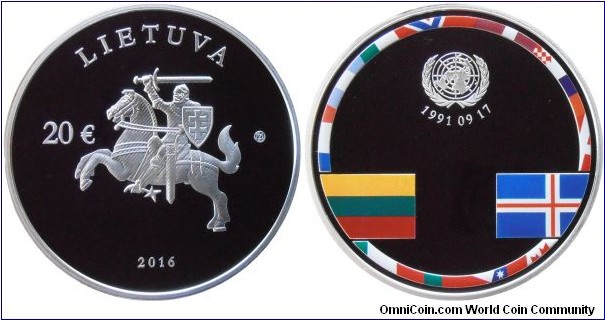20 Euro - 5th anniversary of the consolidation of Independence - 28.28 g 0.925 silver Proof - mintage 4,000