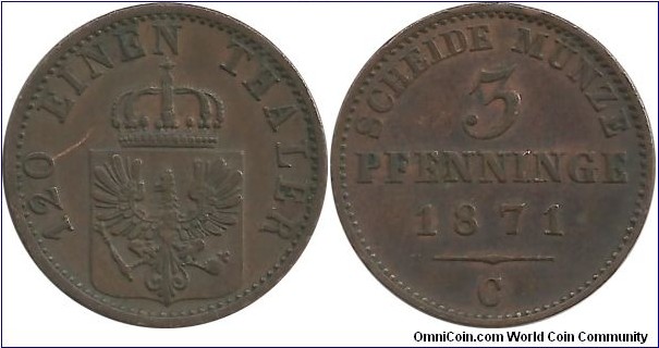 DeutschesReich-Prussia 3 Pfenninge 1871C