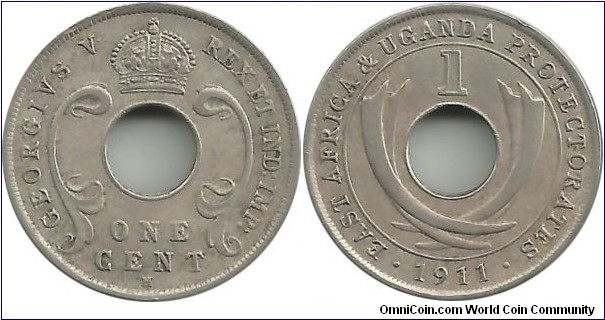 EastAfrica & Uganda Protectorate 1 Cent 1911H