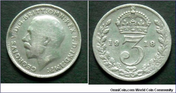 3 pence. 1918, Ag 925.