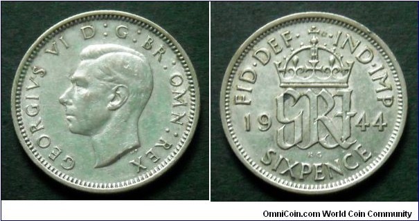 6 pence. 1944, Ag 500.