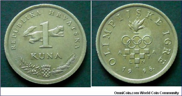 Croatia 1 kuna.
1996, Atlanta Olympic Games 1996.