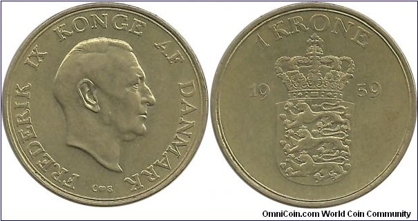 Denmark 1 Krone 1959