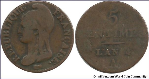 France 5 Centimes L'an 4 (1795-96)A