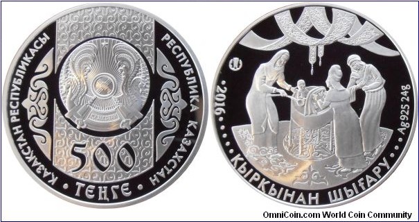 500 Tenge - Kyrkynan Shygaru - 24 g 0.925 silver Proof - mintage 3,000